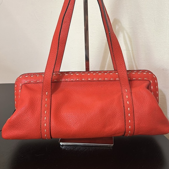 BCBGMaxAzria Contrast Stitching Leather Shoulder Bag - Picture 7 of 16
